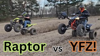 Yamaha YFZ 450r vs Raptor 700r [upl. by Murphy]