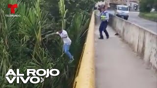 Hombre salta a un río en persecución policial para evitar una multa en Colombia [upl. by Mobley164]