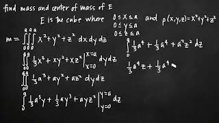 Mass and center of mass with triple integrals KristaKingMath [upl. by Eeliak]