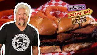 Guy Fieri Eats Texas Brisket  Diners DriveIns and Dives  Food Network [upl. by Ardnas685]