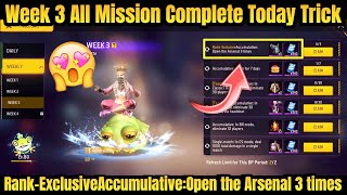 Open the Arsenal 3 times Complete  FF Mission Open The Arsenal 3 Times  Booyah Pass Mission [upl. by Adonis882]