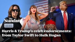 Harris and Trump’s biggest celebrity endorsements from Taylor Swift to Hulk Hogan [upl. by Ayom]