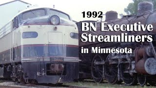 BN F9 Executive Streamliners pull Budd RDC Cars in Minnesota Sept 1992 Rebuilt BN F9A2 no BN1 [upl. by Yedoc]