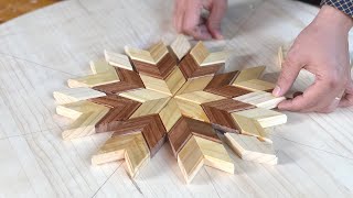 Making Colorful Wood Wall Art  Making Quilt Inspired Table Out of Salvaged Wood [upl. by Anivek330]