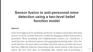 Sensor fusion in anti personnel mine detection using a two level belief function model [upl. by Nnaasil]