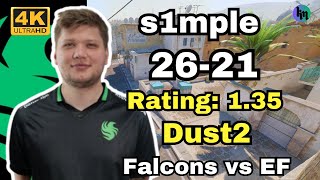 🔥s1mple 2621 Falcons vs EF Dust2  Oct 26 2024 cs2 pov [upl. by Dowzall417]