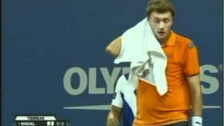 Rafael Nadal vs Denis Istomin US Open 2010 2nd round 2nd set tiebreaker [upl. by Burd]