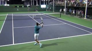 Novak Djokovic David Goffin 2017 BNP Paribas Open Practice 1080 HD [upl. by Sadella]