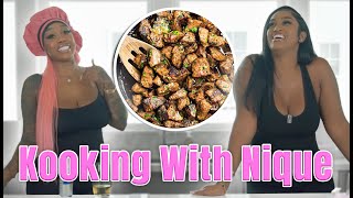 Garlic Butter Steak Bites FT Nique  Cooking w Kay [upl. by Acenes]