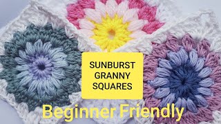 SUNBURST GRANNY SQUARE BEGINNER FRIENDLY [upl. by Imit]