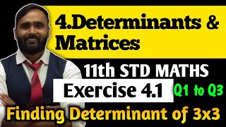 11th MATHS  4DETERMINANTS AND MATRICES  Exercise 41 Q1 to Q3 Finding Determinant [upl. by Ribble]