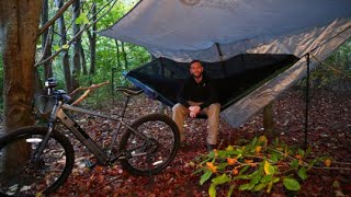 Solo Overnight Bike Packing Stealth camp in the RAIN Alone in the Woods [upl. by Zaccaria]