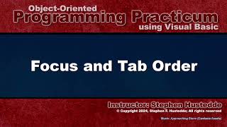 OOP Programming VB  03O Focus and Tab Order [upl. by Nnelg547]