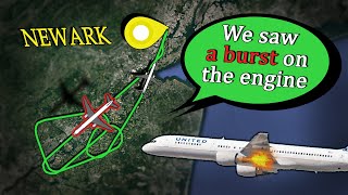 ENGINE COMPRESSOR STALL  United B757 Emergency Return to Newark [upl. by Nolyaw]