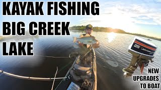 KAYAK FISHING BIG CREEK LAKE  NEW UPGRADES TO JON BOAT [upl. by Tenay639]