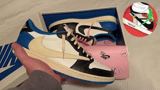 INSANE TRAVIS SCOTT JORDAN 1 LOW FRAGMENT REPLICA REVIEW  MONICA SNEAKER [upl. by Beauchamp832]