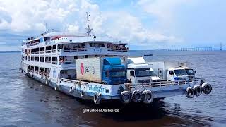 Ferry Ana Beatriz V in Manaus departing down the Amazon river to Santarém [upl. by Nomma]