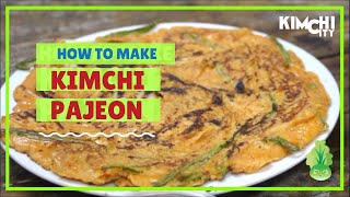 Kfood How to make Kimchi Pajeon Korean Pancake [upl. by Bergquist]