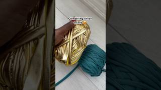 I just made this crochet bag with Tshirt yarn and metallic gold yarn ❤️ tshirtyarn crochetbag [upl. by Gnuhn]