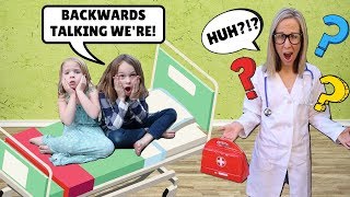 Addy and Maya Talk Backwards at the Toy Doctor [upl. by Adla]