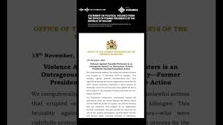 Statement On Political Violence From The Office of Former Presidents of Malawi malawi [upl. by Loriner233]