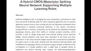 A Hybrid CMOS Memristor Spiking Neural Network Supporting Multiple Learning Rules [upl. by Acinoed]