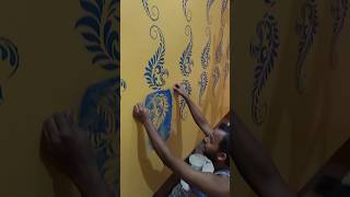 Wall stencil painting  wall stencil design ideas  stencil Art stencilart [upl. by Megen314]