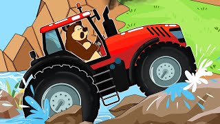 The Bear Farm Broken Bridge Leaves Farmers Bear Cart Stuck in River While on Work Trip  Vehicles [upl. by Nnaecarg]