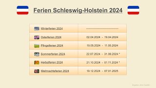 Ferien Schleswig Holstein 2024 [upl. by Nivrehs]