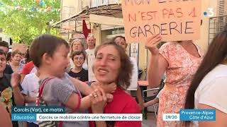 A Carcès parents élus et enseignants manifestent contre la fermeture dune classe de maternelle [upl. by Elaval78]