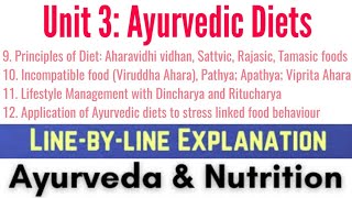 Ayurvedic Diets UNIT 3  Ayurveda And Nutrition  Line by Line Explanation  Must Watch 🔥 [upl. by Atinet]