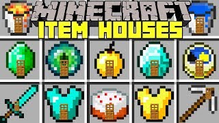 Minecraft ITEMS HOUSES MOD l SPAWN INSTANT STRUCTURES FROM ITEMS l Modded MiniGame [upl. by Ardna]