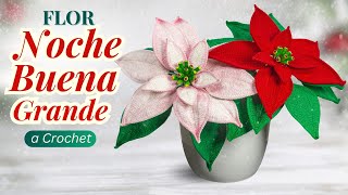 🌸✨ Flor Nochebuena GRANDE a Crochet 🎄 Tutorial Paso a Paso 🧶  Pistilos [upl. by Buschi]