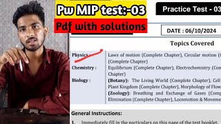 Pw Mip Test 3 Pdf And Solution pwmop [upl. by Atiuqnahs213]