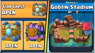 WHAT HAPPENS IF YOU OPEN A TIER 10 CLAN CHEST IN ARENA 1  CLASH ROYALE [upl. by Neel]