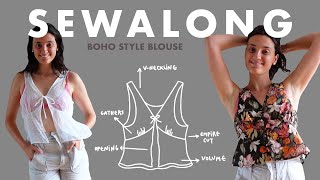 Boho style Blouse  Pattern Drafting and Sewing  TUTORIAL [upl. by Reivax332]