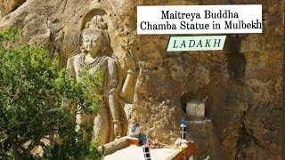 Maitreya Buddha Chamba Statue in Mulbekh  Mubekh Monastery  Ladakh  Buddhism [upl. by Trager]