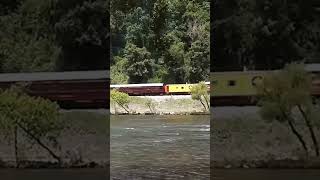 Tuckasegee River Great Smokey Mount GSMR railfaning railway train railroad emd geep trains [upl. by Elyk]