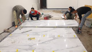 Construction The Living Room Floor With Granite Big Size  Install Granite with Perfect [upl. by Ardnuassak9]