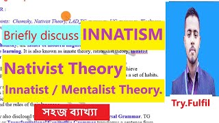 Innatist theory of language acquisition  Nativist theory of language acquisition  ELT  TryFulfil [upl. by Maximilian]