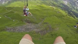 First Flyer First Flinger Zip Wire Grindelwald Switzerland [upl. by Danie]