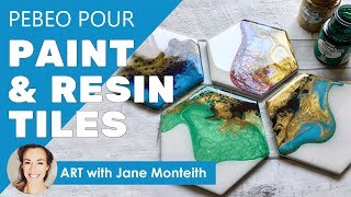 Hexagon Fluid Paint Resin Coaster Tiles  Full Tutorial [upl. by Elyrehc]