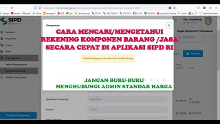 Cara mencari Rekening Komponen BarangJasa Secara Cepat di Aplikasi SIPD RI yang belum di ketahui [upl. by Anwahsar]