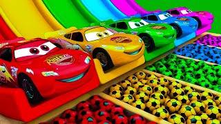 TRANSPORTING PIXAR CARS amp FRUITS WITH COLORED amp JOHN DEERE vs CLAAS vs TRACTORS  BeamNGdrive 962 [upl. by Aikin]