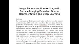 Image Reconstruction for Magnetic Particle Imaging Based on Sparse Representation and Deep Learning [upl. by Arella455]