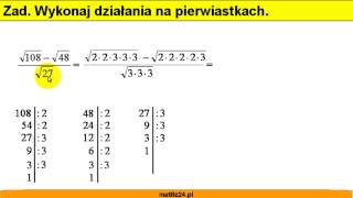Wykonaj działania na pierwiastkach  Zwróć uwagę na mianownik  MatFiz24pl [upl. by Airotnahs711]