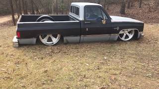 BAGGED 1984 C10 CHEVY SHOP TRUCK BILLET INTRO WHEELS [upl. by Mickelson]