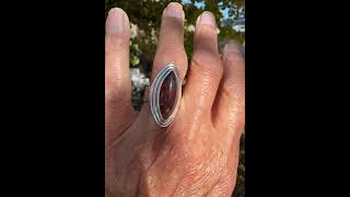 Large Marquise Cabochon Moss Agate Ring in Silver [upl. by Elinnet]