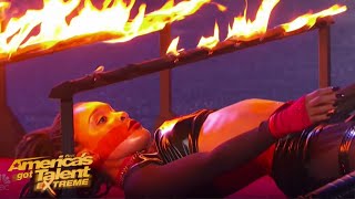 Shemika Campbell Beats World Record For Extreme Fire Limbo [upl. by Vania]