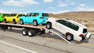 Flatbed Truck Mcqueen  Transportation with Truck  Pothole vs Car 155  BeamNGDrive [upl. by Sherris343]